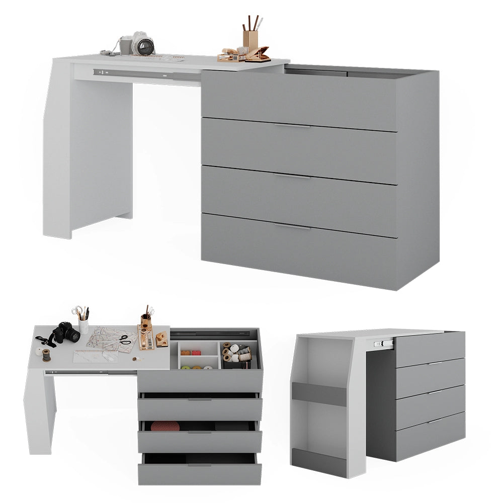 Vicco Tavolo per l'artigianato Grigio 95.5 x 80 cm pieghevole, 4 cassetti