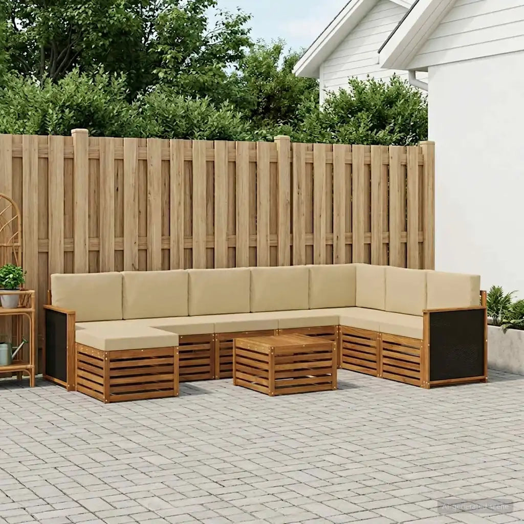 Set di divani da esterno con cuscino 7 pcs Naturale 3384734