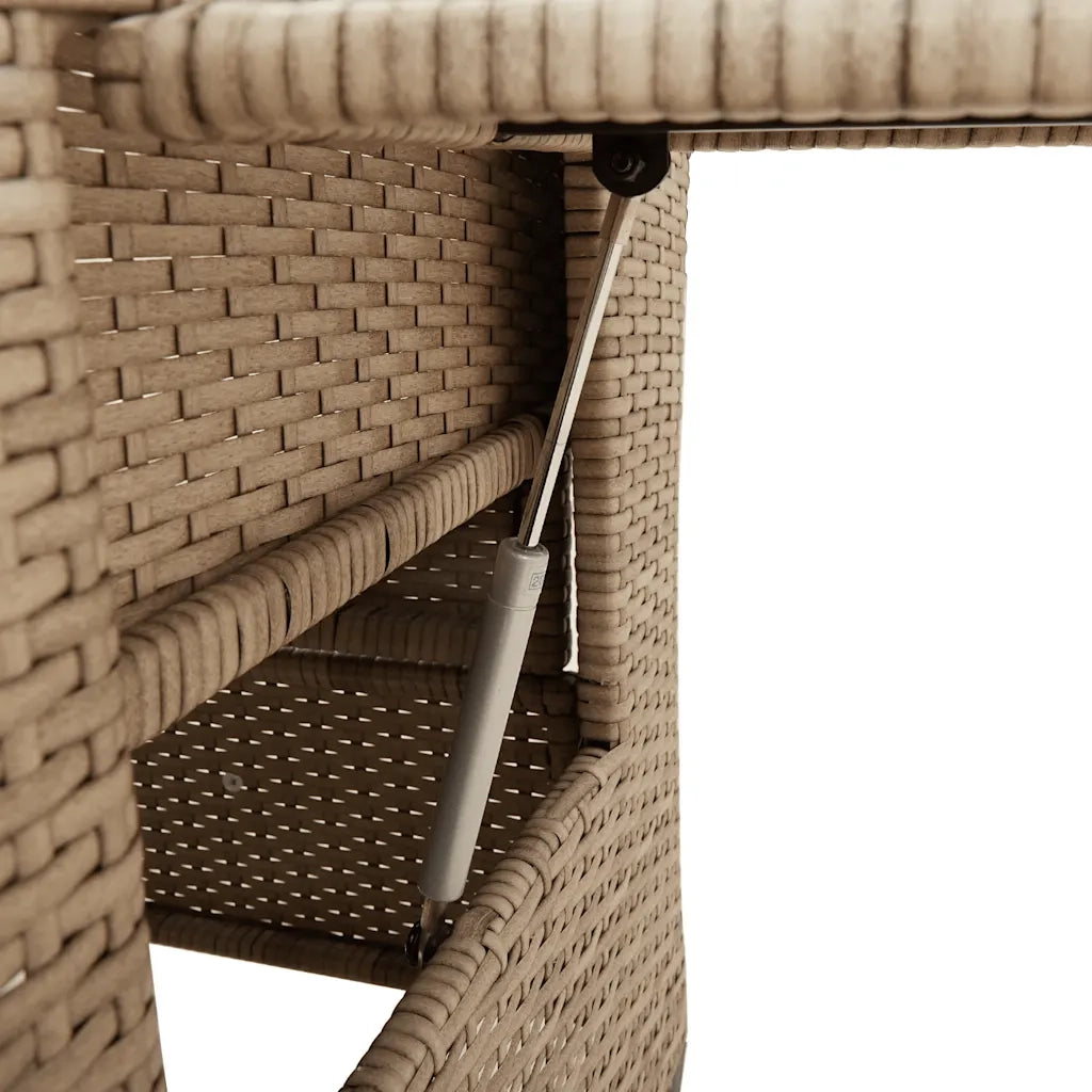 Sedia Reclinabile da Giardino con Tavolino Beige Polyrattan 4108272
