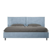 BS COM Letto matrimoniale king size contenitore imbottito 190x210 microfibra azzurro Large