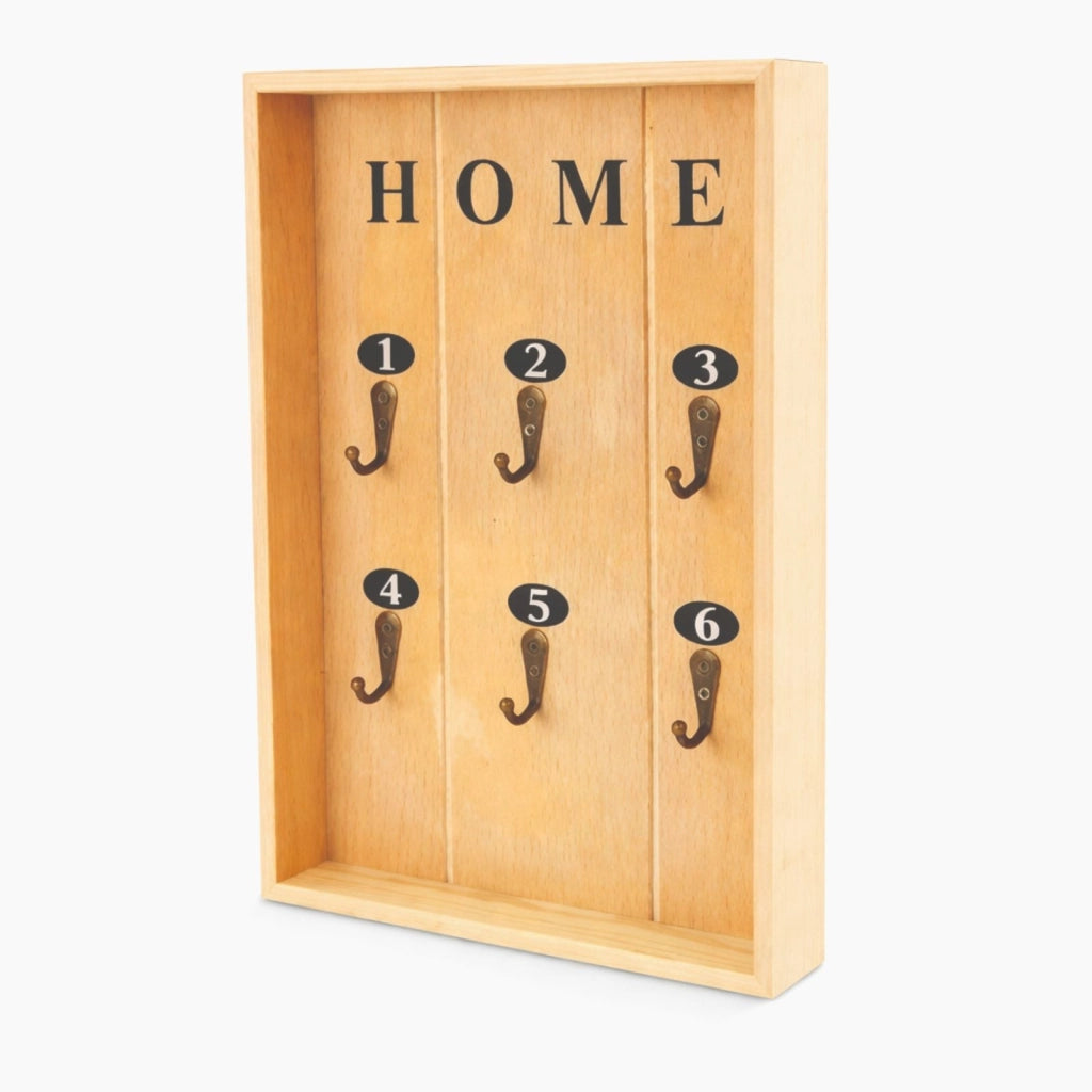 Cassetta Portachiavi in Legno da Parete con 6 Ganci – 20x30 cm | 07077