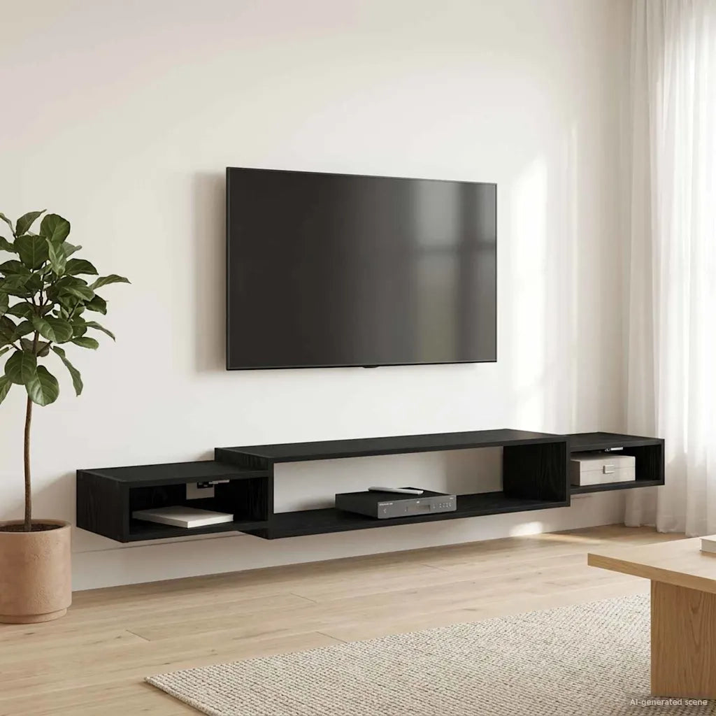 Mobile TV da Parete A parete Rovere Nero 220 x 28 x 21 cm 8006014