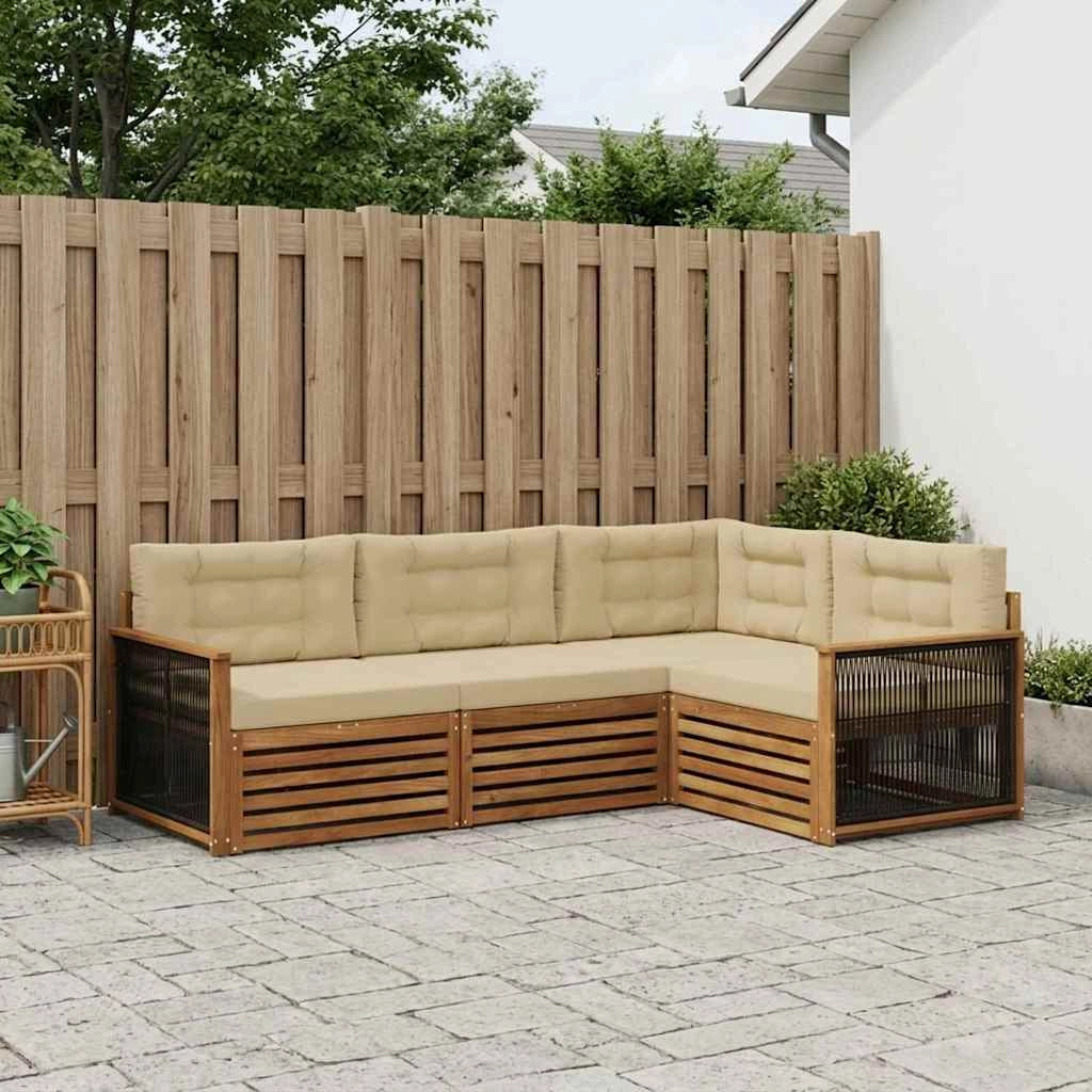 Set di divani da esterno 4 pz Naturale e Beige 3383296