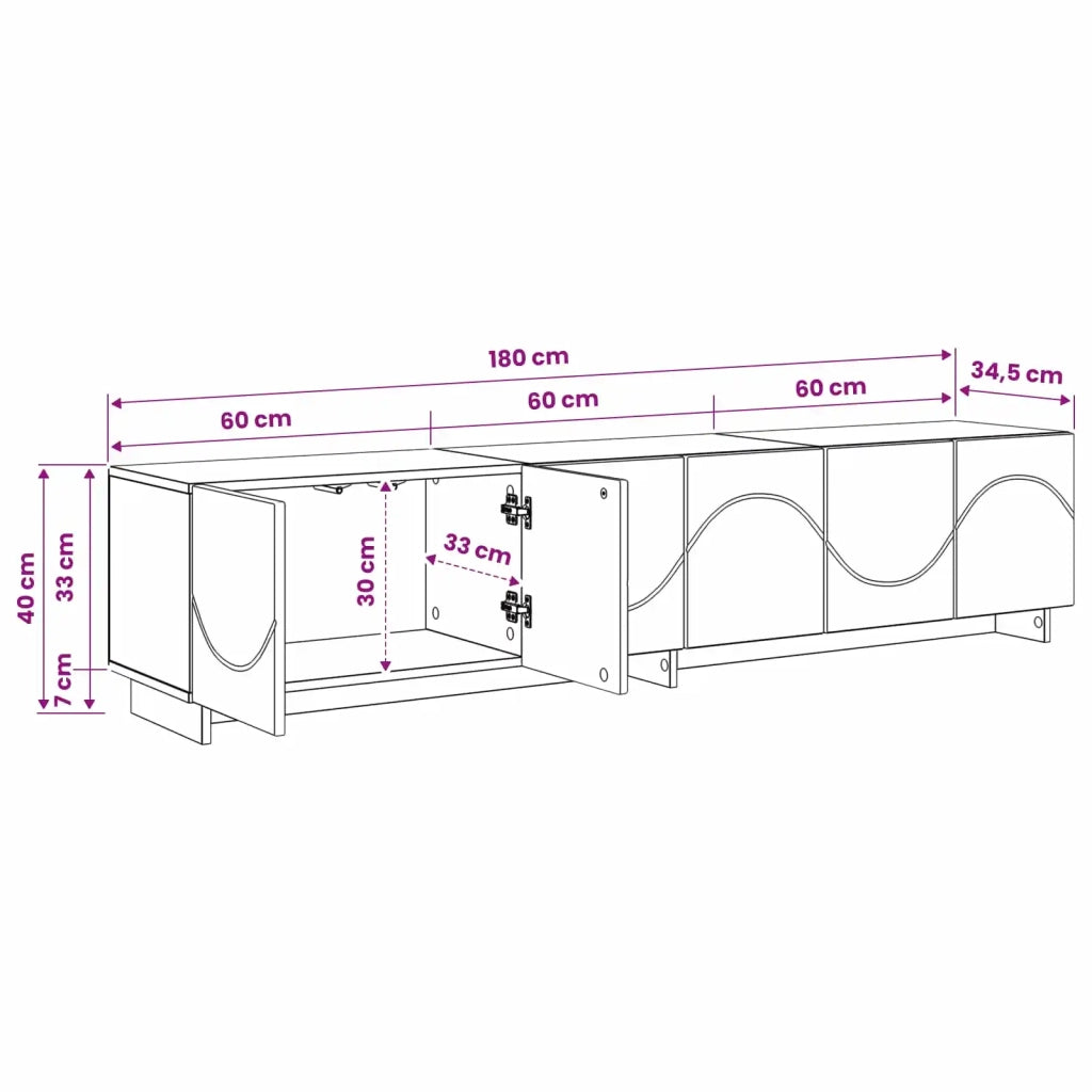 Supporto TV 179.5 x 34.5 x 40 cm Grigio Cemento 8011588