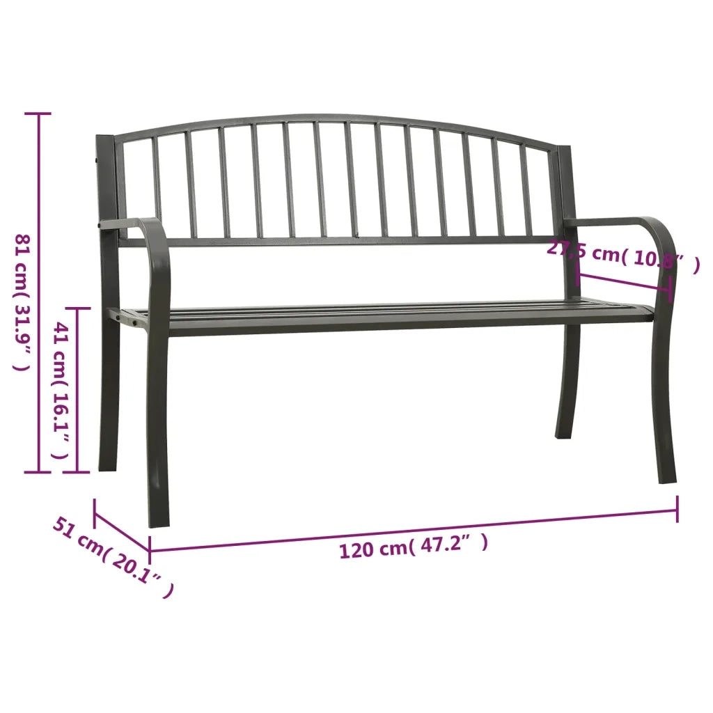 Panchina da Giardino | Panca da Giardino Grigia 120 cm Acciaio