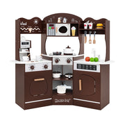 Cucina angolare gioco in legno 105 x 30 x 95 cm con luci e suoni per creare un'atmosfera accogliente realizzata in MDF marrone 20_0011595