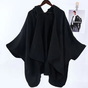 Nuovo scialle diviso con cappuccio in tinta unita, mantella/scialle alla moda e caldo per donna.