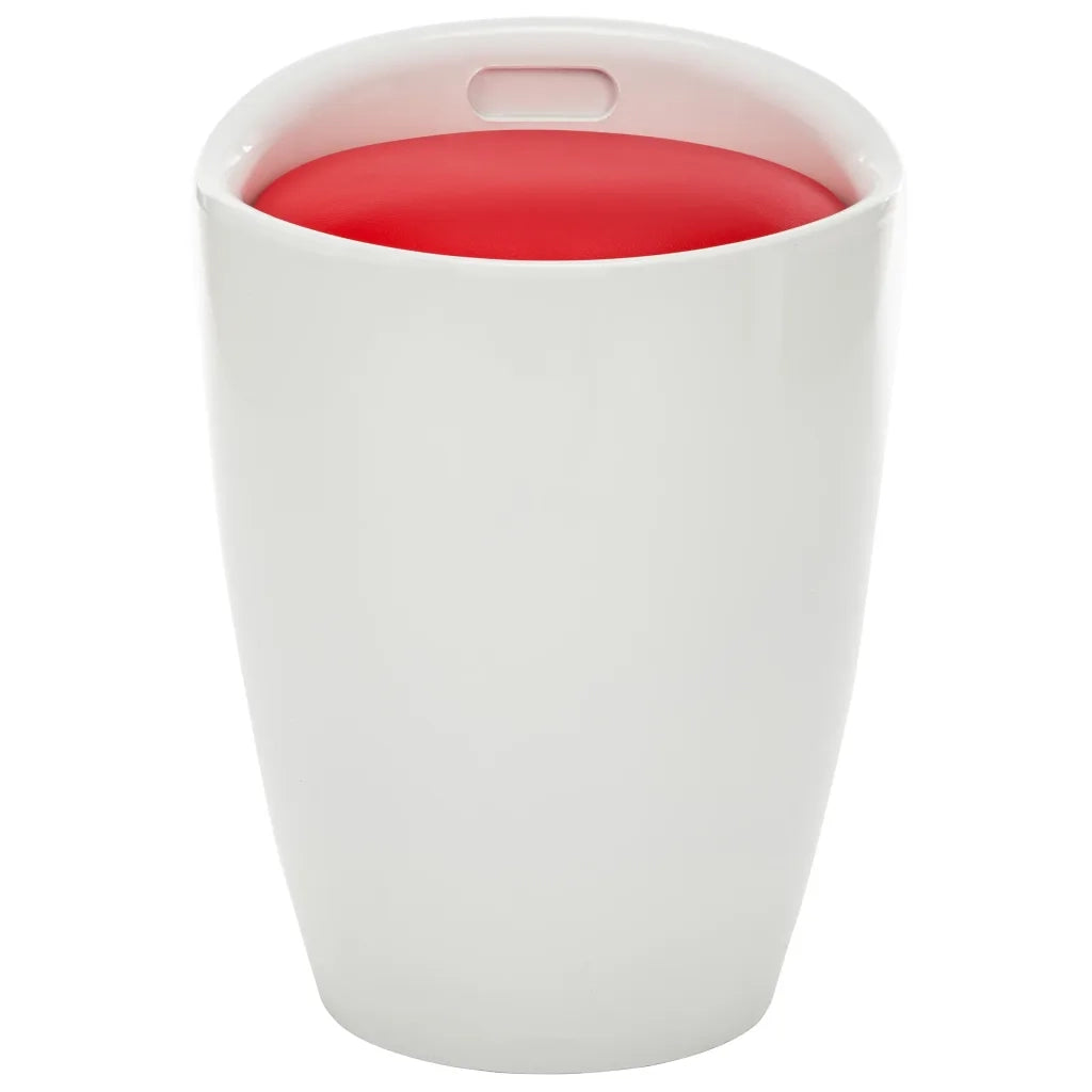 Sgabello con Contenitore Bianco e Rosso Vino Similpelle 249801