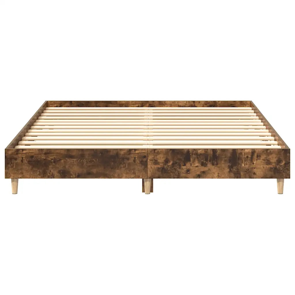 Letto matrimoniale | Letto per adulti | Giroletto senza Materasso Rovere Fumo 150x200 cm in Truciolato