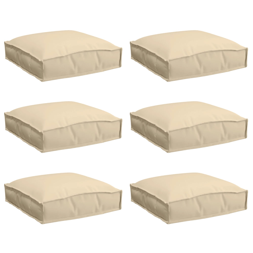 Cuscini per pallet per seduta 6 pezzi Beige 40x40x8 cm in tessuto Oxford