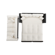 Divano letto convertibile 3 in 1 - con letto estraibile e 2 cuscini - in velluto beige