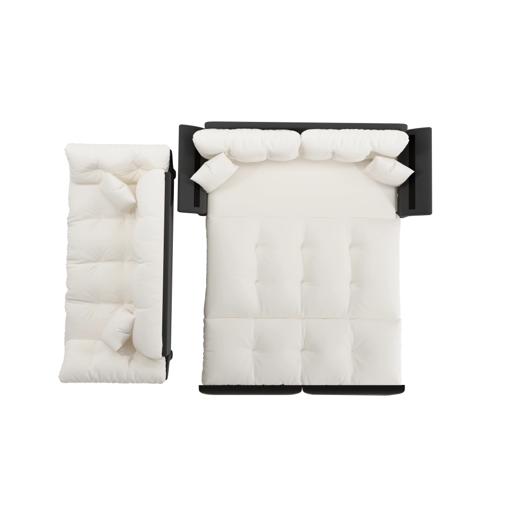 Divano letto convertibile 3 in 1 - con letto estraibile e 2 cuscini - in velluto beige