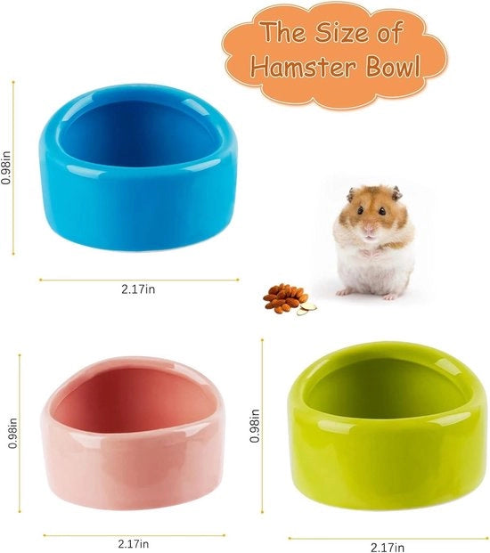 Set di 3 ciotole alimentari in ceramica per cavia e animali domestici - ciotola alimentare anti-bite per cavia e animali domestici