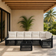 Set Divano da Giardino 7 pz Nero polyrattan 3436012