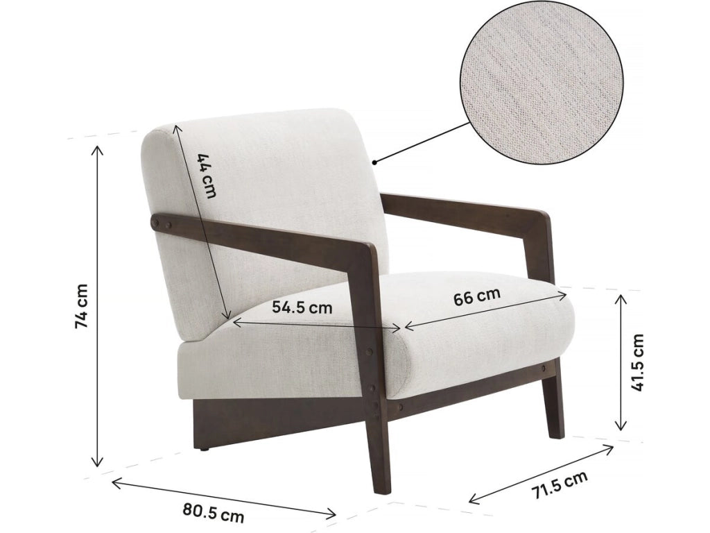 Poltrona scandinava in legno e tessuto "Lena" - Beige