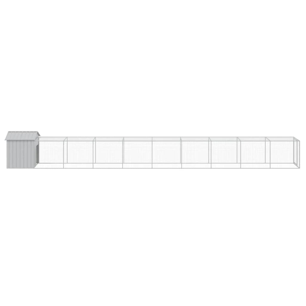 Recinto per pollaio con recinto per galline con cortile libero 117 x 1017 x 123 cm in acciaio zincato grigio 02_0043956