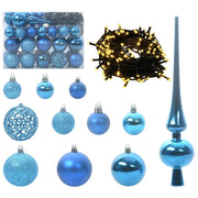Set di Palle di Natale con 150 LED 61 pz Blu Plastica CFW1826929