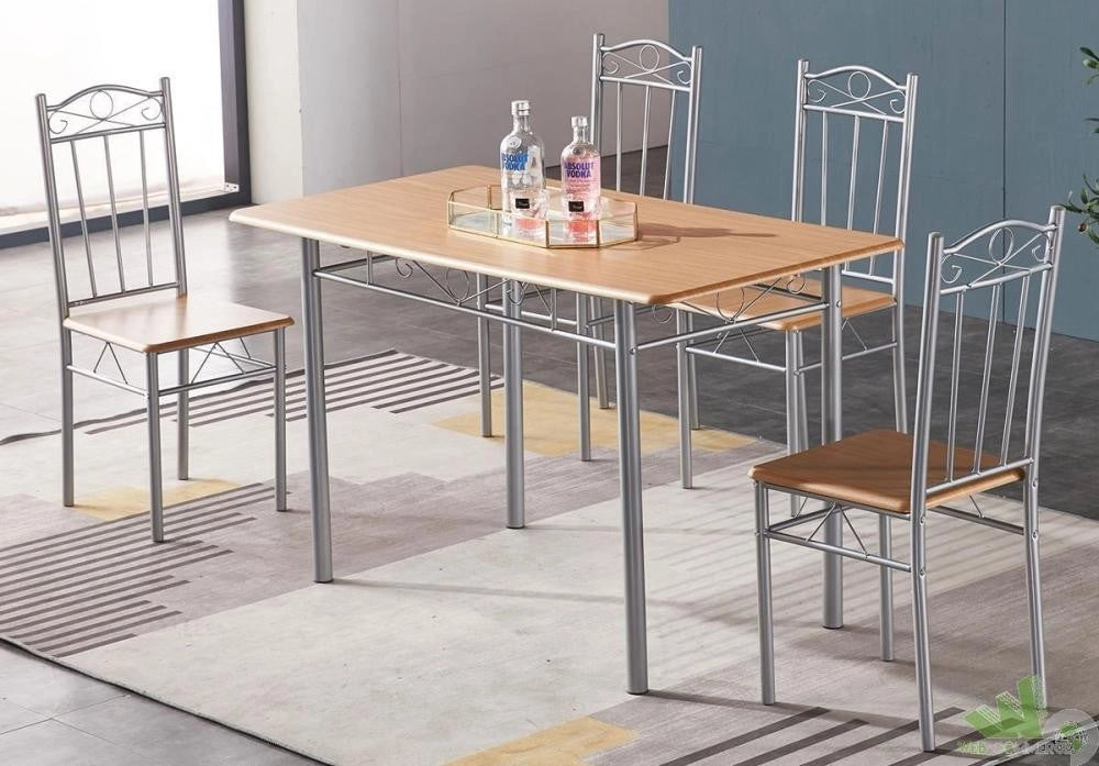 SET TAVOLO RETTANGOLARE 120X70Xh75 CM+ 4 SEDIE MDF COLORE LEGNO O MARMO