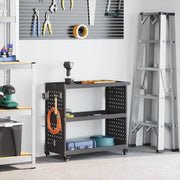 vidaXL Carrello per Attrezzi con lo scaffale Nero 75 x 35 x 73 cm