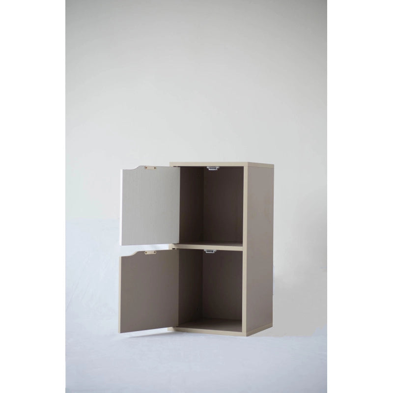 Mobiletto 2 Ante Miracle Tortora + Bianco Legno