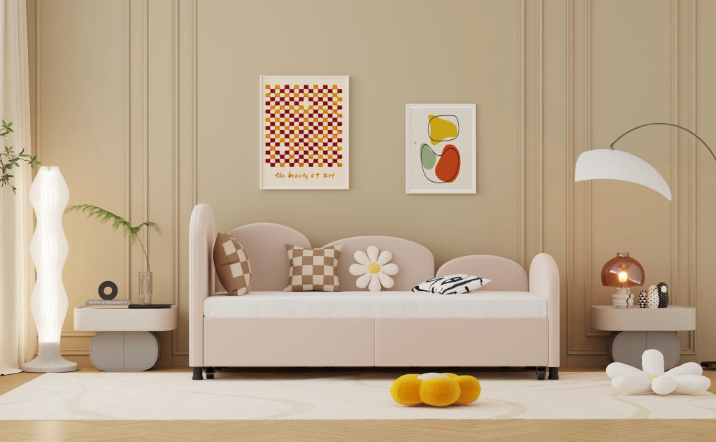 Letto a fiori con cassetti in velluto ferro 90x200 cm