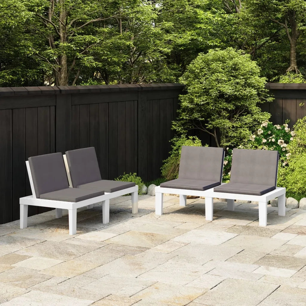 Panchine da Giardino | Panca da Giardino con Cuscini 2 pz in Plastica Bianche