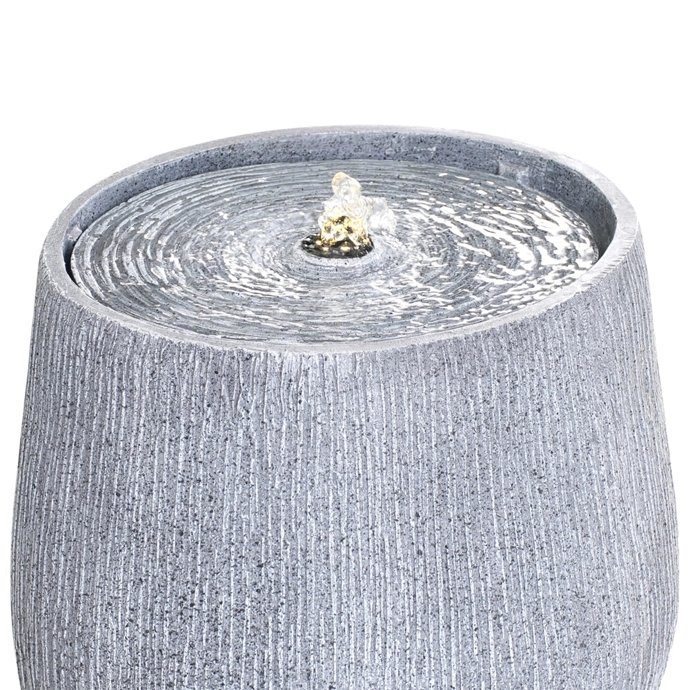 Fontana da Esterno ad acqua in Resina Grigia con Luce LED Design Moderno