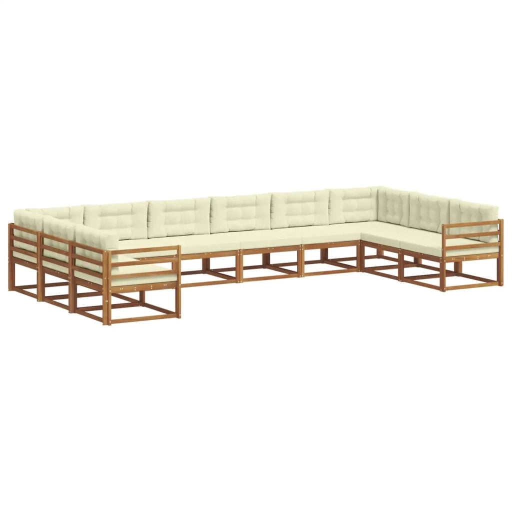 Set di divani da esterno con cuscino 10 pcs Naturale e Crema
