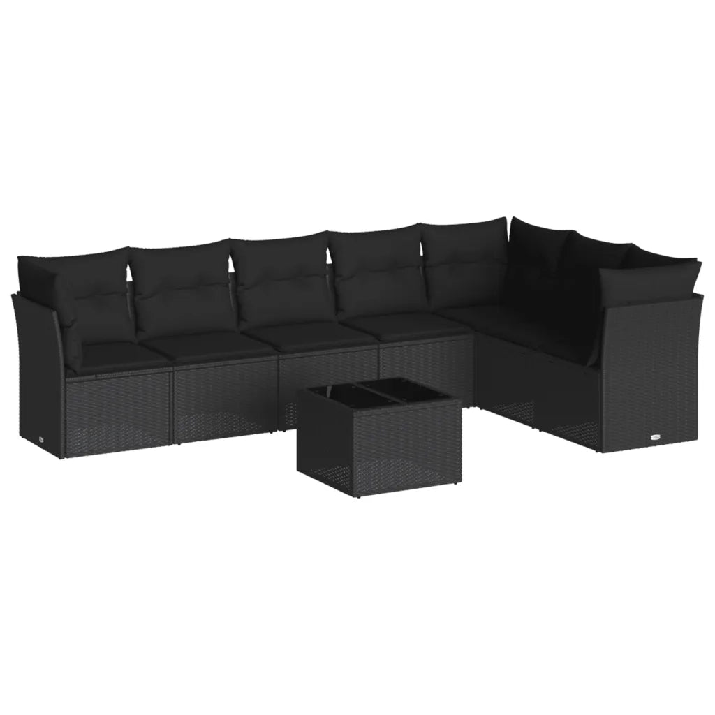 Set Divani da Giardino con Cuscini 8 pz Nero in Polyrattan 3217745