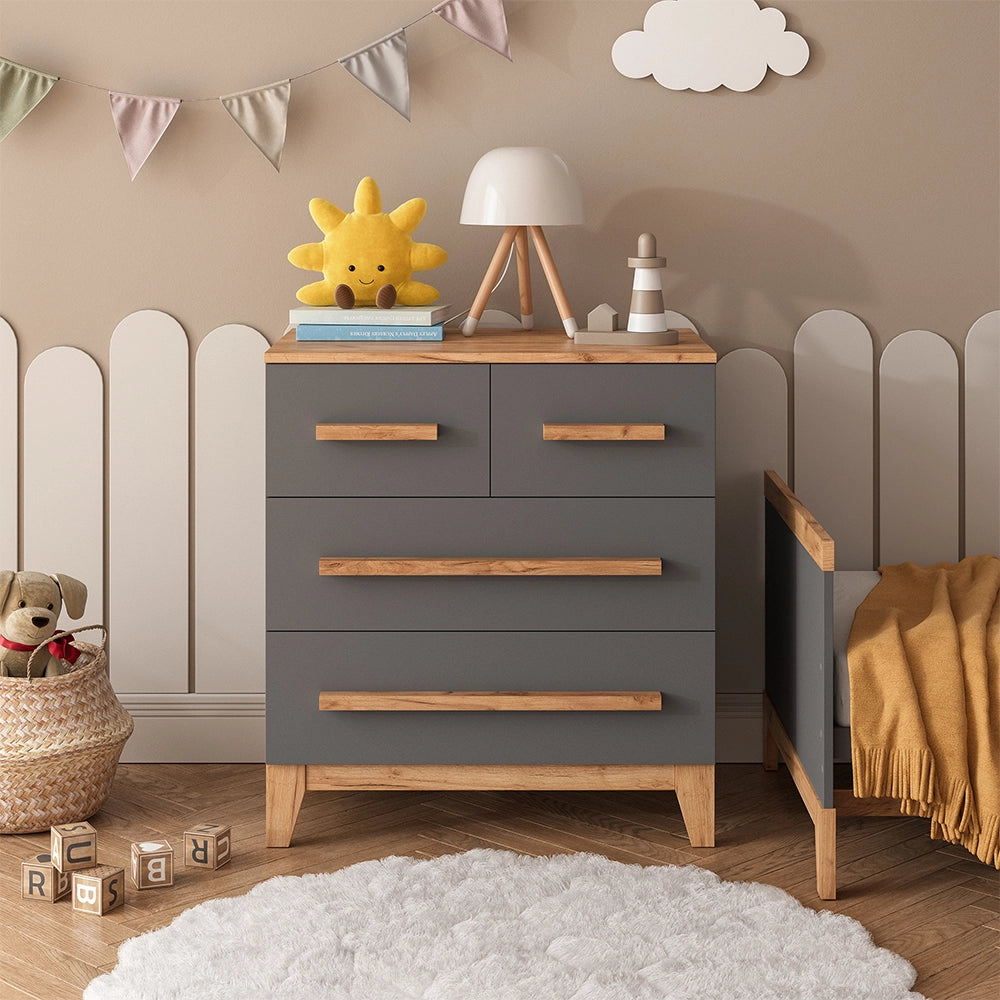 Vitalispa Cassettiera per camera da letto Grigio/Artisan 80 x 88 cm con 4 cassetti