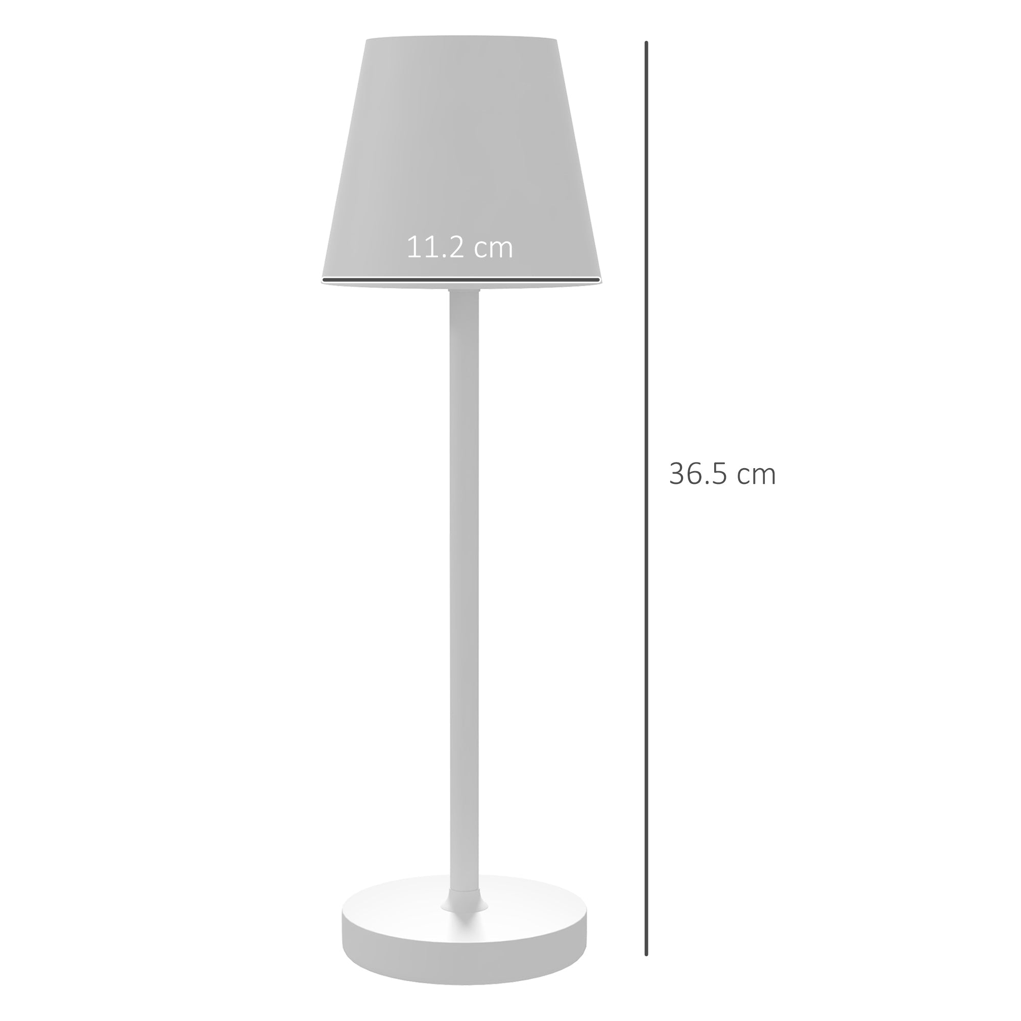 Lampada da Tavolo Portatile Ø11,2x36,5 cm in Acrilico e Metallo Bianco