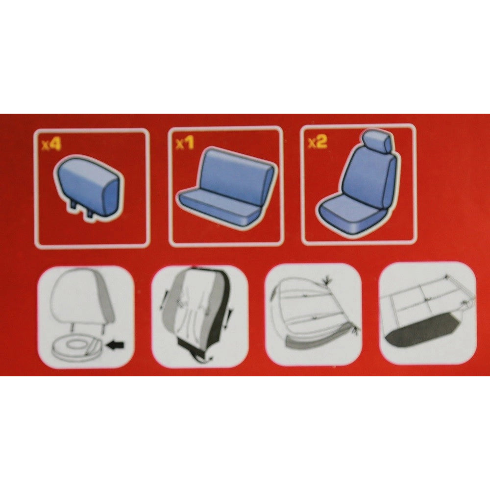 Trade Shop - Coprisedili Auto Universali Copri Sedili Anteriori Posteriore Poggiatesta 4808 -