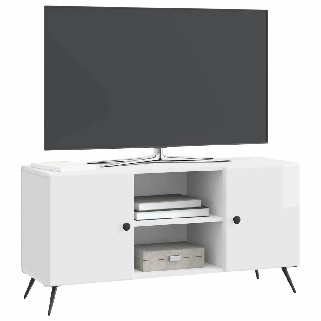 Mobile TV Bianco Lucido 102 x 34,5 x 50 cm Legno ingegnerizzato