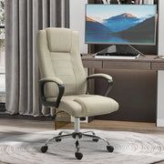 Sedia da ufficio ergonomica in effetto lino con altezza regolabile e funzione dondolo in poliestere beige
