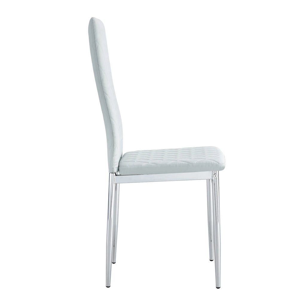 Sedie da Pranzo Set 4 Pezzi ¨C MINIMAL ¨C Similpelle Grigio Chiaro, Gambe Metallo, Design Moderno