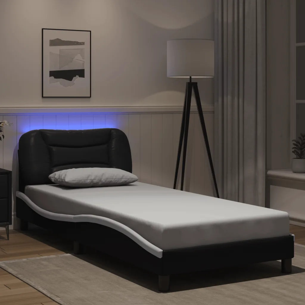 Giroletto con LED senza Materasso Hvar Nero e Bianco 90x190 cm