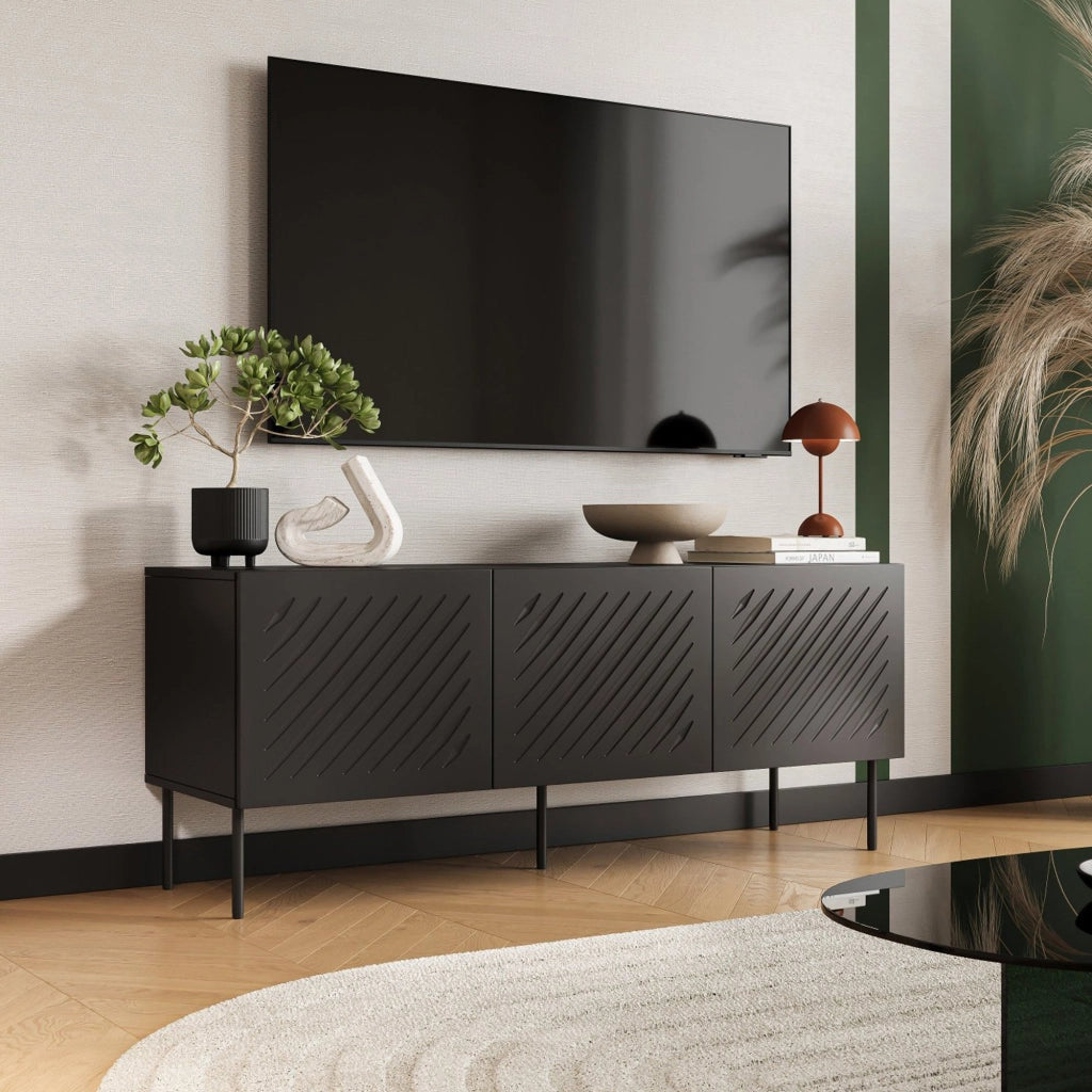 Termoli, Mobile Porta tv, 150.5x42x60h cm Nero