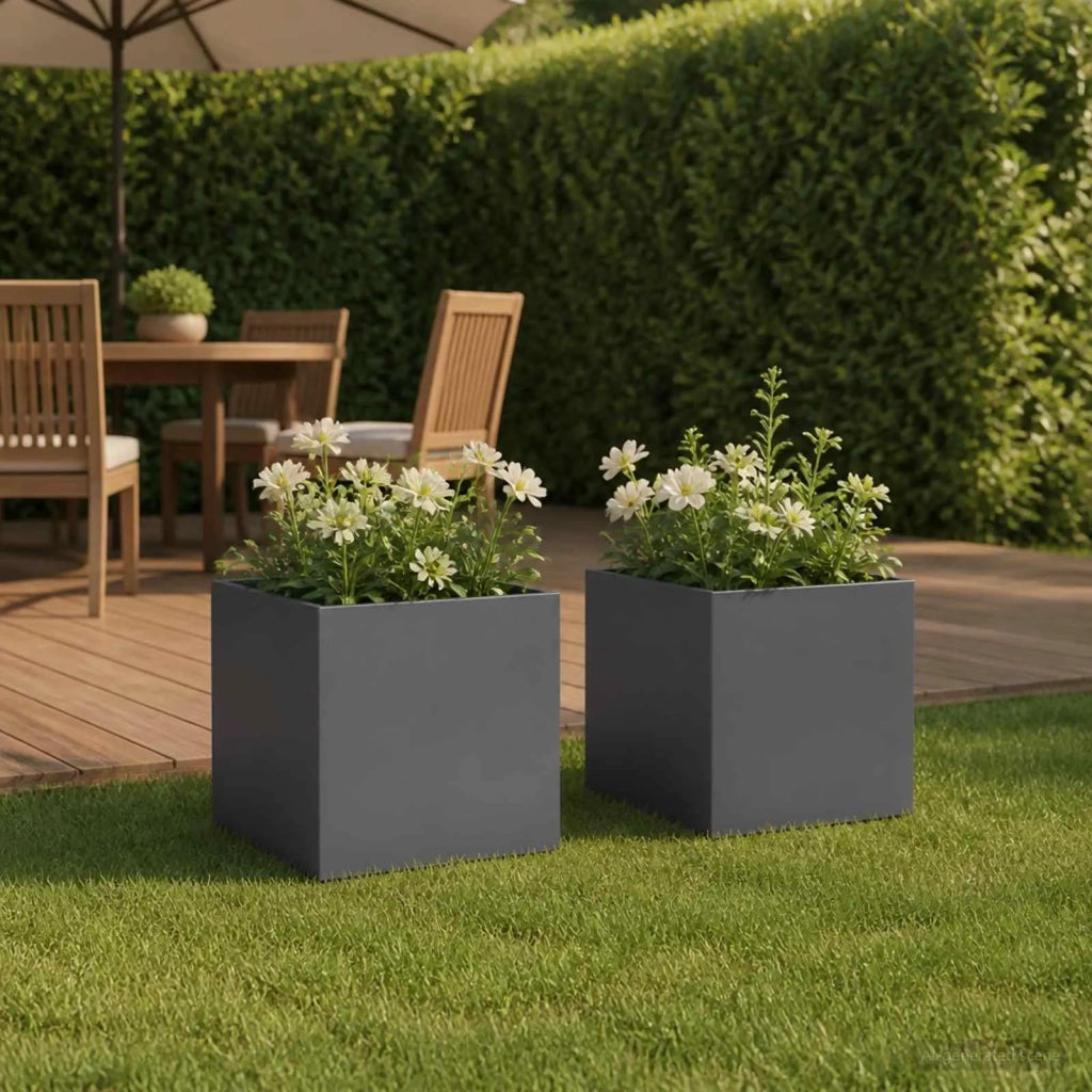 Vaso da giardino 2 pz Antracite 35 x 35 x 35 cm 8004957
