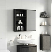 Armadio da bagno a muro Rovere Nero 40 x 14 x 70 cm