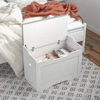 Panca Contenitore da 103L Multifunzione in Legno con Cuscino in Tessuto, 75x40x56cm, Bianco