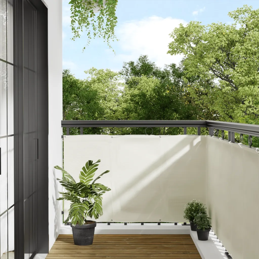 Paravento da Balcone Crema 90x700 cm 100% Poliestere Oxford 4000200