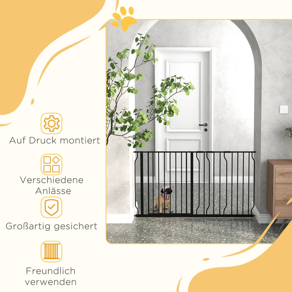 CANCELLETTO di sicurezza per cani regolabile 75-145 cm acciaio nero