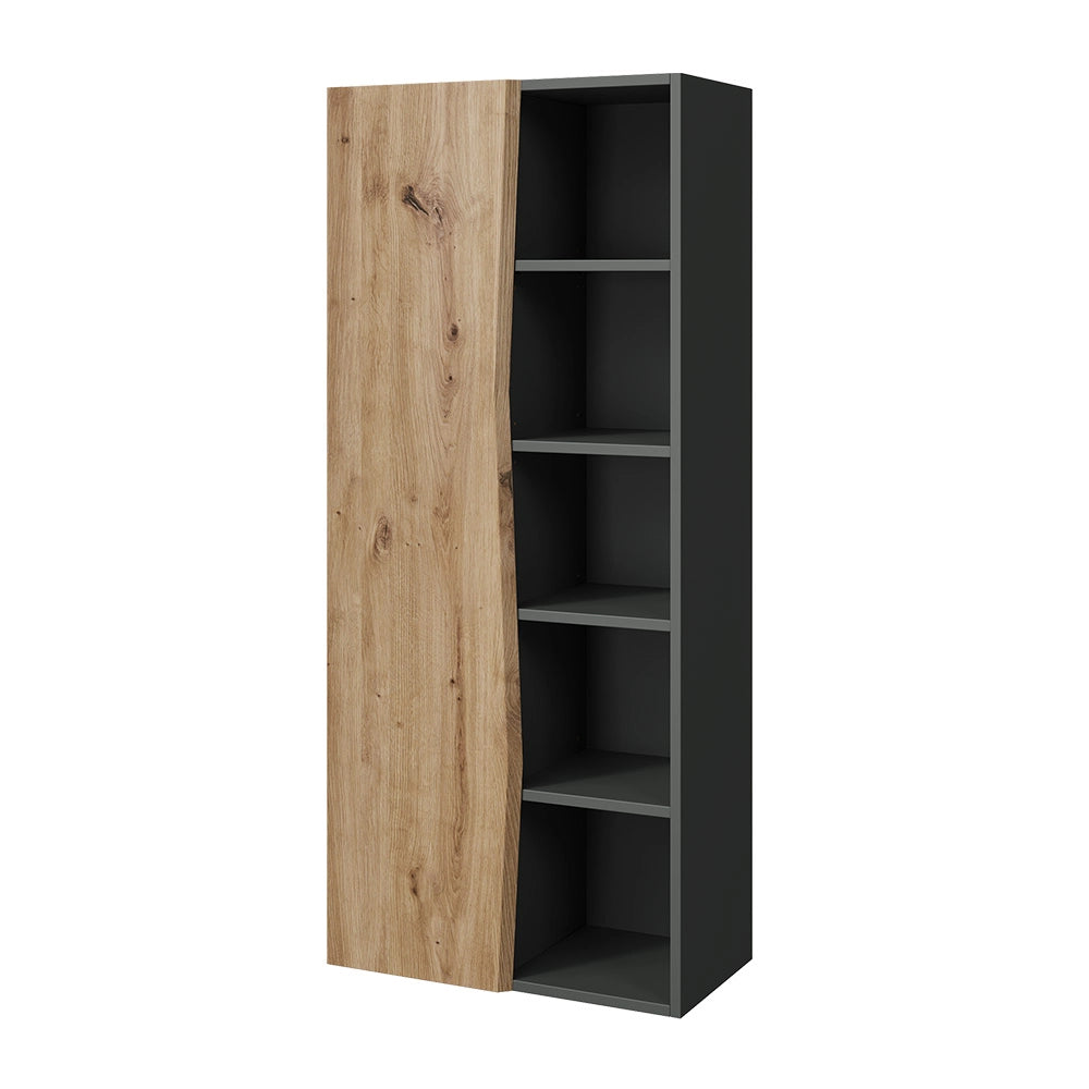 Vicco Armadio per il bagno Rovere artigianale/antracite 56 x 130 cm con 5 scomparti aperti