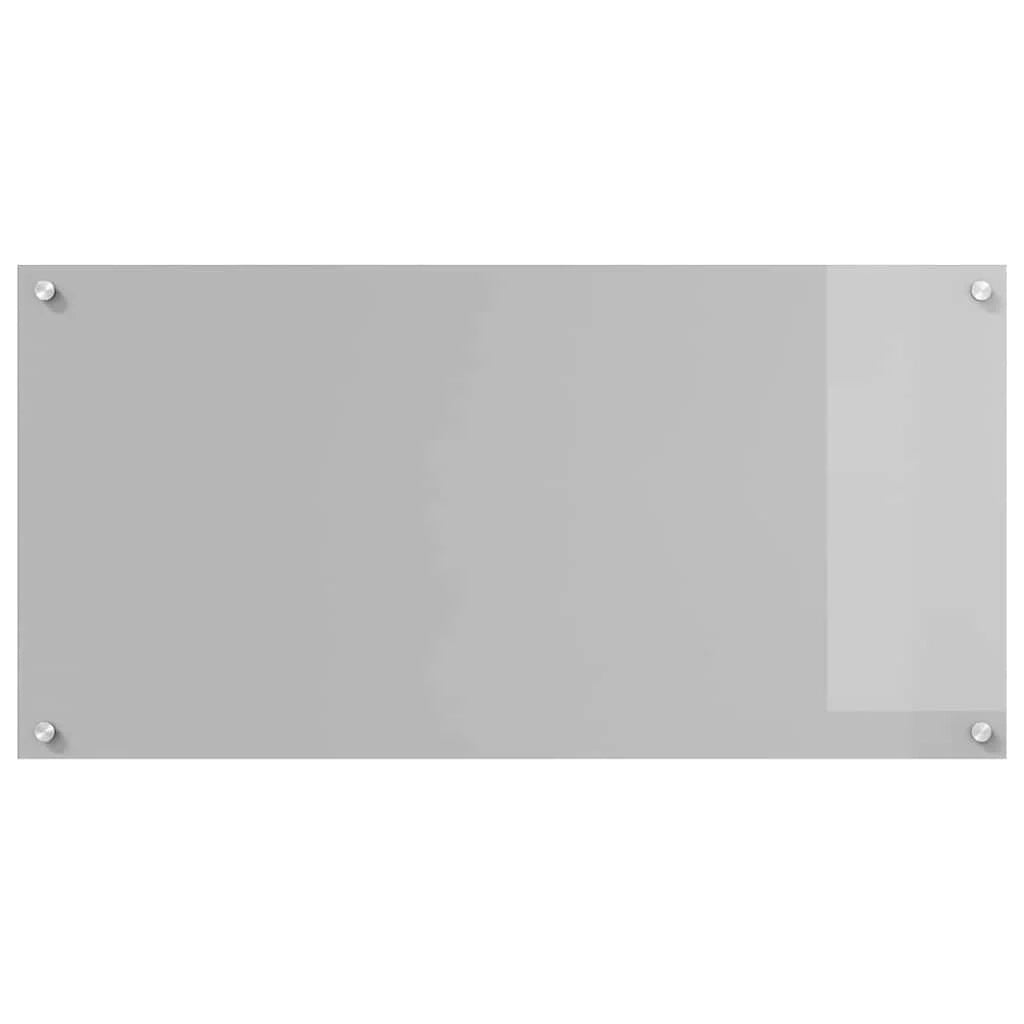 Paraschizzi moderno per cucina 100 x 50 cm resistente con 4 fori preforati in vetro temperato grigio chiaro 02_0058445