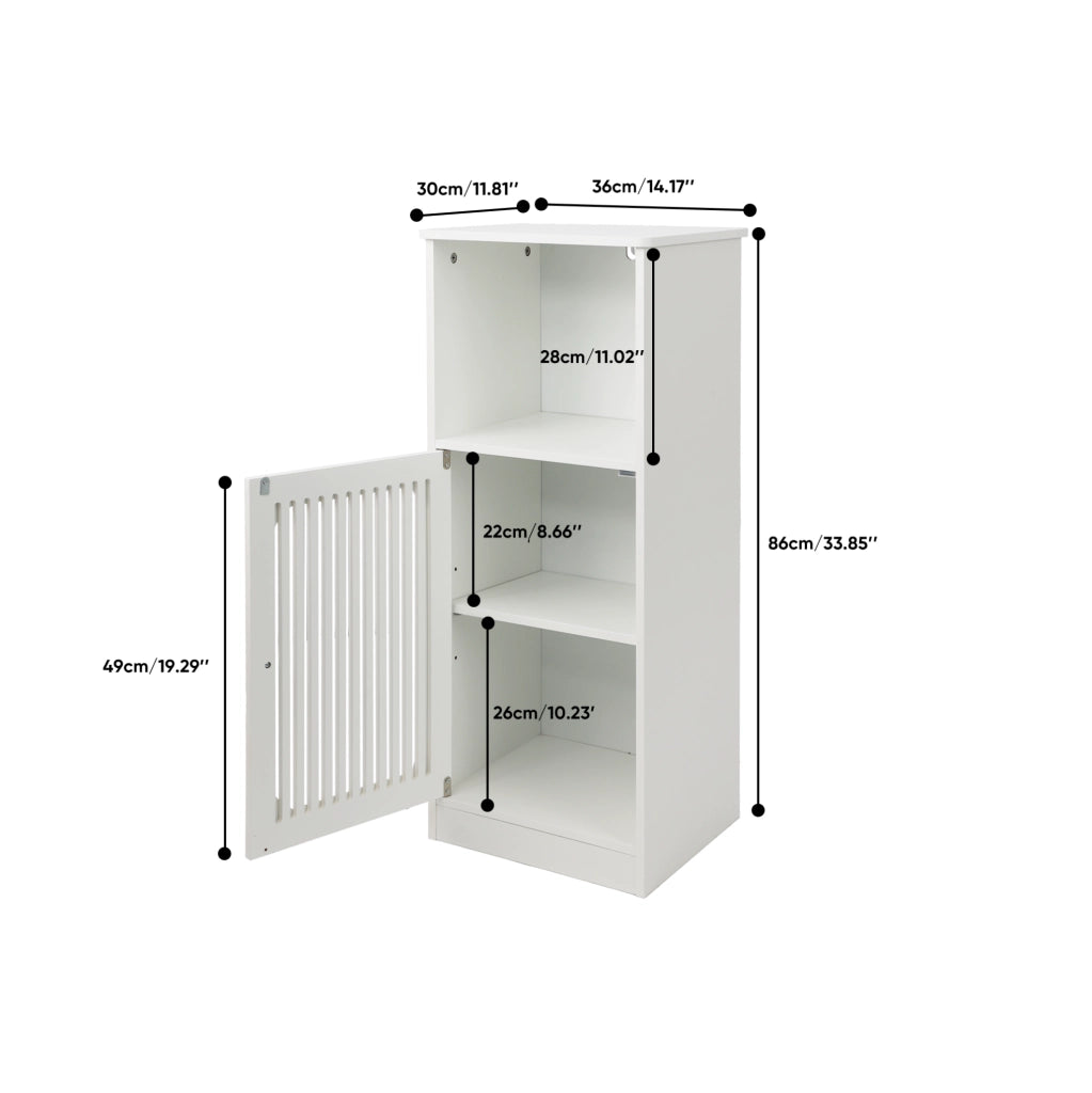 Mobiletto da Bagno Bianco con Persiane, Mobile Salvaspazio Multistrato in MDF e Truciolato
