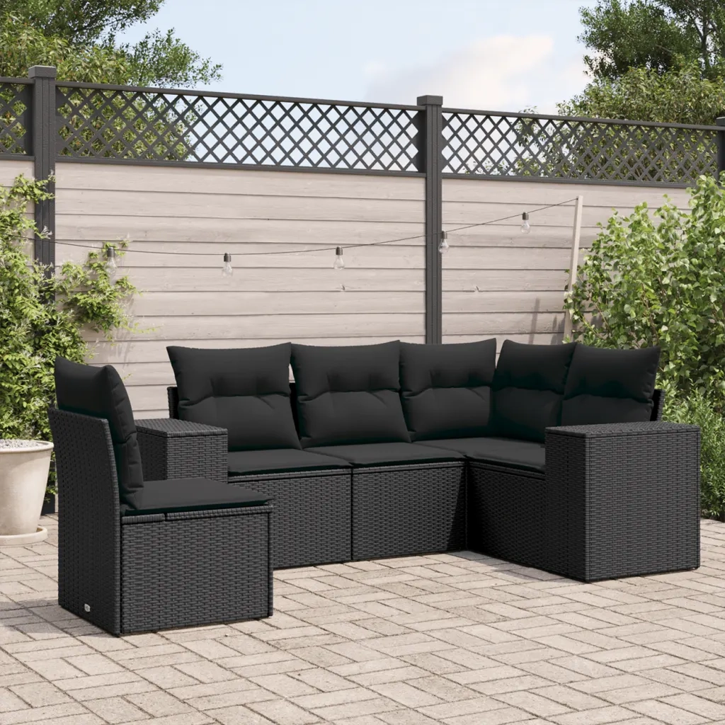 Set Divani da Giardino 5 pz con Cuscini in Polyrattan Nerocod mxl 92230