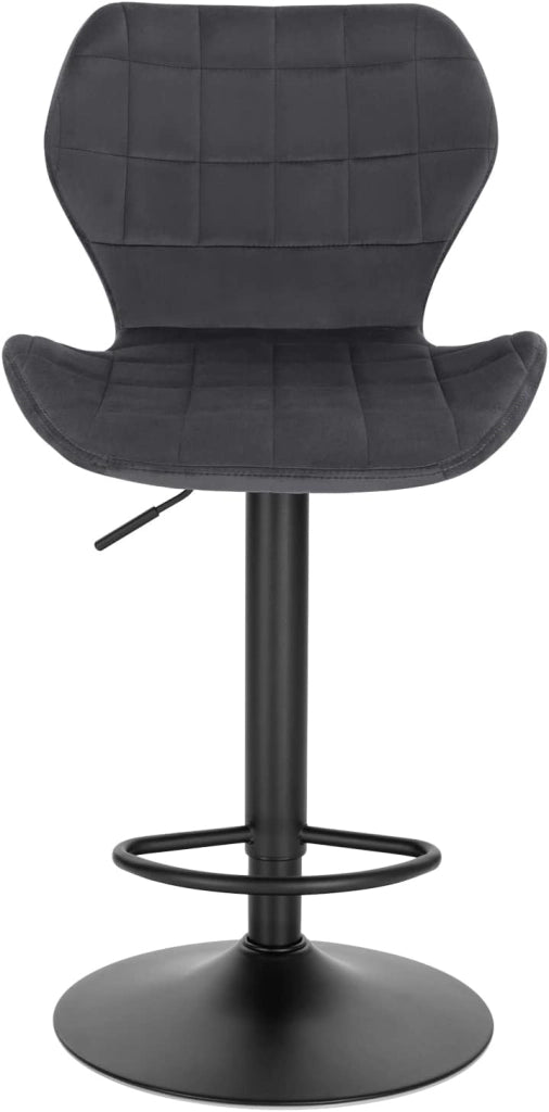 Set di 2 Sgabelli da Bar con Schienale e Poggiapiedi Girevoli a 360° Sedia Alta da Cucina con Seduta Regolabile tra 60-82cm in Velluto e Metallo Grigio Scuro BH324dgr-2