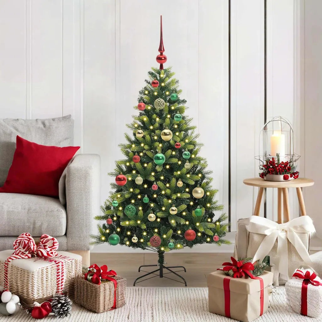 Albero di Natale Artificiale Pieghevole 150 LED Verde 120 cm