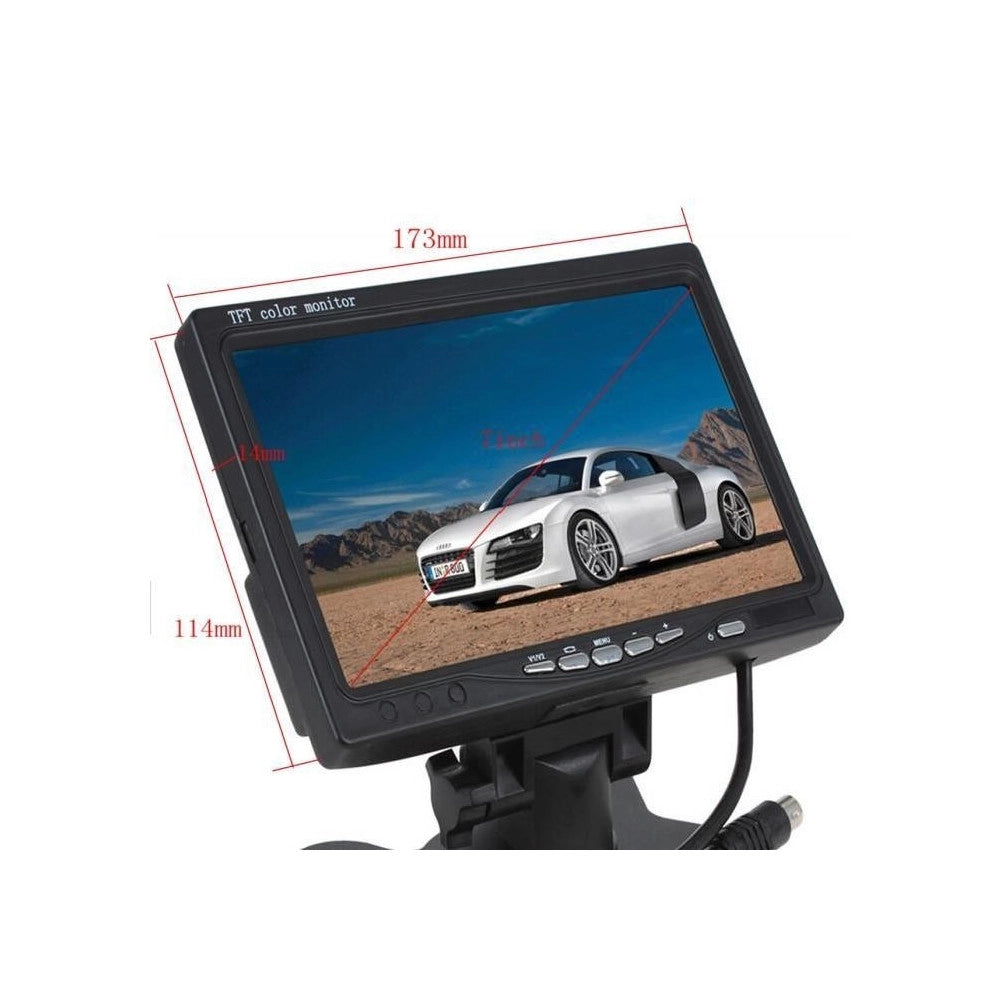 Trade Shop - Monitor Lcd 7'' Pollici 2 Ingressi Video Tft Poggiatesta Auto Retromarcia Staffa -