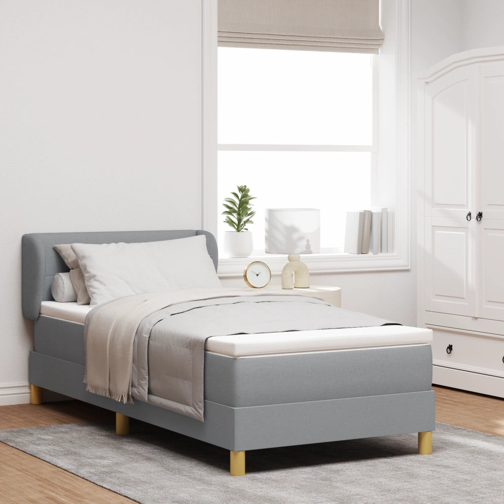 Letto a Box Spring  con Materasso Grigio Chiaro, 100x200 cm in Tessuto